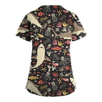 Ženski bluze V-izrez Ženska radna odjeća Grafički otisci TEE kratki rukav ljetni vrhovi crne l