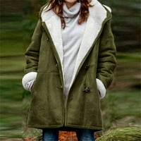 Ženska zima plus veličine čvrsti plus baršunasti kaput dugi rukav rukav džepni kaput
