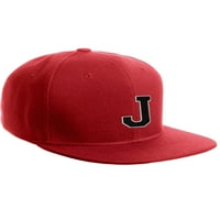 Classic Snapback Hat Custom A do Z Početno slovo Ravni račun, crvena kapa Bijela crno slovo w