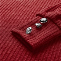 Ženski pulover džemper za modnu čipku V jakna izreza glavom dugih rukava, čvrsto boja, jesen zimski