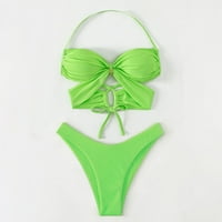 Puraip čista boja High Waik Bakini kupaći kostim okupljeni oko vrata dama kupaći kostim fluorescentne