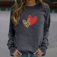 Moderan pulover za žene, ženske duksere dugih rukava okrugli džep za džep za bluzu pulover