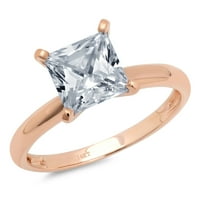 1. CT briljantna princeza Clear Simulirani dijamant 18k ružičarski zlatni pasijans prsten sz 3.75