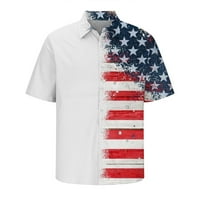 USA zastava tiskane košulje za muškarce casual stilski patriotski dugme kratkih rukava niz rever majice