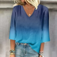Ženska Comfy Business Elegant bluza Vintage Odjeća rukave s rukavima V-izrez Gradijent boja Blok na