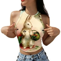 Ženska ljetna moda Uskrs zeko ispis uzorak majica bez rukava na vrhu neformalnih situacija
