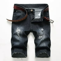 Miluxas hlače za hlače za klirence za plus muškarce, patentni elastični tanki traper kratke hlače reproduciraju