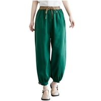 Ženske hlače Sawvnm pantalone za žene Ležerne prilike ljeto vuče elastični posteljina u obliku struka