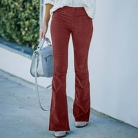 Ženske hlače za corduroy bljeskalice visokog struka berbene dno dna pantalone casual padne salone sa džepovima