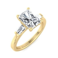 Val - Moissite Radiant Cut Lab Diamond zaručni prsten sa konusnim baguette Sidestones