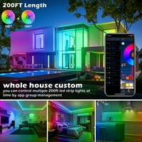200ft LED traka Svjetla Ultra LED lagana traka sa daljinskim upravljačem aplikacije, RGB Music Sync