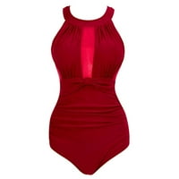 Plus size kupaćim kostim za žene Monokini ruched V-izrez za žene za kupaće kostime za žene visoke dne