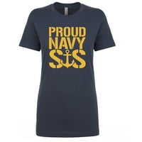 Navy Sis Gold Womens Crewneck Tee