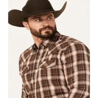 Cody James Muški prelazak plaira Ispis dugih rukava Snap Western majica smeđa