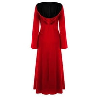 Čipka za patchwork s dugim rukavima plus veličina crvena dnevna haljina za žene veličine 2xl