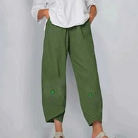 Današnje ponude Žene pamučne posteljine kapri hlače Ljetne casual baggy duge hlače High struk tiskani
