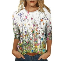 Floleo Trendy ženske vrhove plus veličine majica labava bluza odobrenje modne tiskane majice rukavi