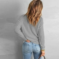 Strungten ženska modna pletiva okrugla izrez šuplja gornja solidna boja tanka džemper