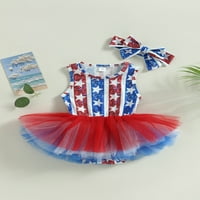 Suandret Dan nezavisnosti DEMDLER Baby Girls Romper haljina Outfit Ljetni zvjezdica Ispis kratka tulle