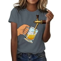 Žene smiješne pivo od tiskane majice Oktoberfest Košulje Osnovni okrugli vrat kratkih rukava kratkih