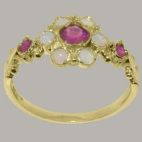 Britanci napravio 18k žuto zlato prirodno rubin i opal ženski Obećani prsten - Opcije veličine - veličina