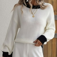 CETHRIO pulover džempere za žene lagane casual posade izrez dugih rukava pletena klirens zimski bijeli