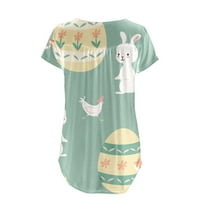 Uskršnji ženski kratki rukav CREW Crt Rabbitni jaje od tiskane majice Top Casual Slim Majice Tee bluza Ženske majice Pamučne majice za žene