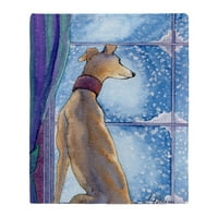 Cafepress - Greyhound Gledanje snijega Pad bacanja - Mekani prekrivač od runa, 50 X60 pokrivač stadiona