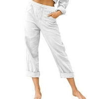 Idoravan ženske casual pantalone za čišćenje ženskih ležernih džepova od solidnih boja zavoj elastični