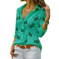 Ženske vrhove odozgo ispod $ Žene modni casual dugih rukava tipka za tisak V-izrez T-majice za bluze