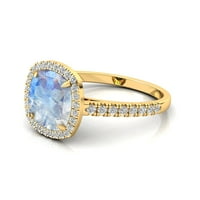 Rainbow Moonstone, Diamond zaručnički prsten, ručno rađeni prsten za obećanje, juni pijance za vjenčani