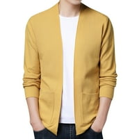 SNGXGN MENS kabel Klint Cardigan džemper plementilo Slim Fit džemperi džemperi za muškarce, žuti, veličine