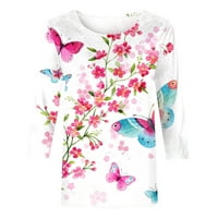 Hvyesh rukav vrhovi za žene Ljeto Slatka CREW CACT T majice Grafičke lagane bluze za bluze Tri četvrtine