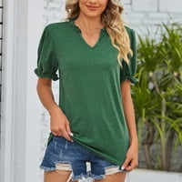 Ljetne odjeće za žene plus veličine Zeleni ženski vrhovi dugih rukava Žene Ljetni vrhovi V izrez Duft