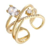 Srebrni retro multilayer cross dijamantni prsten prsten od rhinestone prstena Elegantni poprečni prsten