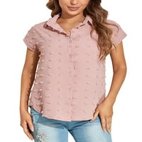Voguele Women Tops Dugme Down Bluza Short rukav košulja Tuničke košulje na plaži Torggy Pink M