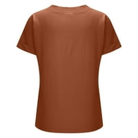 Yyeselk Womens Ljetni vrhovi Čvrsti kolor V izrez Majica s kratkim rukavima Labave casual tee majica