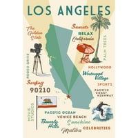 Dekorativni ručnik za čaj, pregača Los Angeles, Kalifornija, tipografija i ikone, uniseks, podesiv,