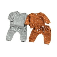 Bagilaanoe Newborn Baby Boy Girl Long Hlače Set Sun Print Dugi rukav Pulover vrhove + pantalone Dojenčad