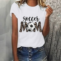 Plus veličine Bluze za žene mama fudbalske leopard tiskane majice vrhovi kratkih rukava s kratkim rukavima kratkim rukavima