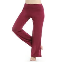 Glonme žene joga hlače ravno vunena noga visokog struka Sportske pantalone za kontrolu trbuha Stretši čvrste boje džegera Royal Blue M