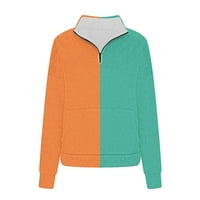 XYSAQA ZIP ZIP dukseri Ležerne prilike udobne prevelike boje dugih rukava blok pulover majice s džepom