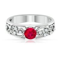 0. CT je stvorio rubin prsten s dijamantnim naglaskom, certificiranom laboratorijama stvorio rubin perling