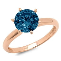 1. CT sjajan okrugli rez Clenilirani dijamant 18K ružičasto zlato pasijans prsten sz 4.75