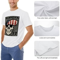 Skull New York Vintage Majica MENS CLASSIC CREWNECK kratkih rukava Tees Unise White 2xl