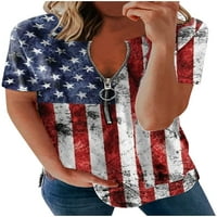 Dabuliu Ženska američka košulja za zastave kratki rukav USA 4. srpnja Zastava najobrazovanih majica