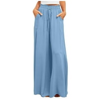 MAFYTYTPR Ljetne pantalone za žene Trendy Womens Modni ljetni čvrsti povremeni džep gumb Elastični struk