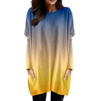 Ženska majica Jesen i zima Ležerne prilike modni okrugli izrez Dugi rukav džepna majica lisnata