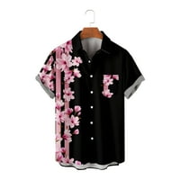 Nova 3D traka za ispis Cvijeće tanke majice na plaži Kratki rukav modni casual patchwork rever muške košulje