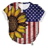 HOMADLES 4. majice Žene- Ležerne majice Rela Fit Crew Neck Slavi kratkih rukava Sjedinjene Američke